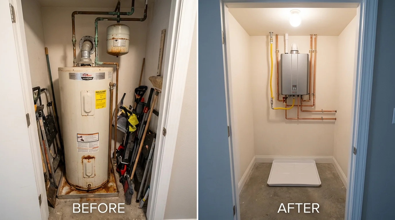 Tank water heater versus wall-mounted tankless unit comparison for Buffalo, WV homeowners